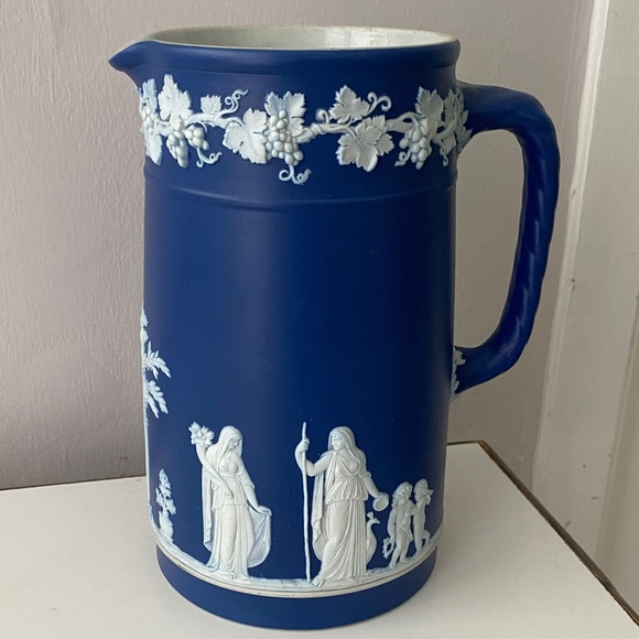 Wedgwood antique jasper ware neoclassical design Blue and White Ceramic Jug
